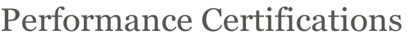 Performance Certifications